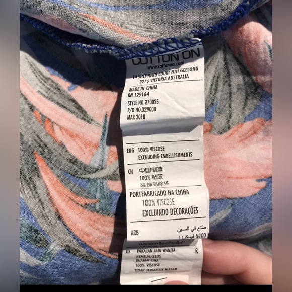 Cotton On Women's Size Small Blue Orange Tropical Mini Sundress Spaghetti Straps - Picture 6 of 7